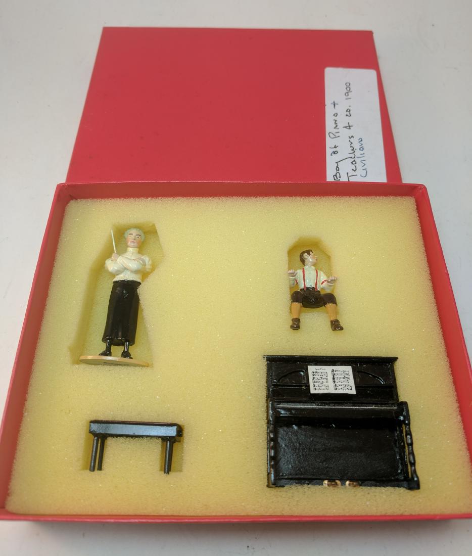 Unknown Maker Teacher with Boy at Piano: 4 Pieces Condition Excellent Box Very Good