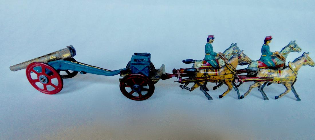 French Penny Toy French Army Horse Drawn: Gun Team. Pre World War 1. Condition is very good.