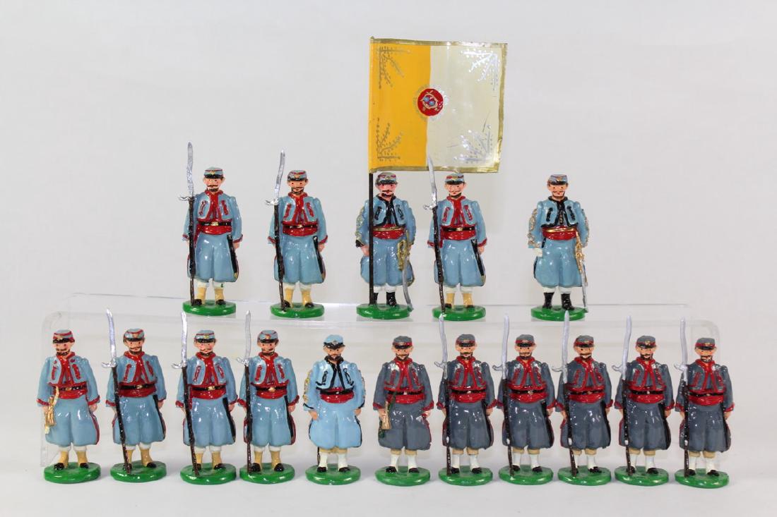 Garibaldi American Civil War: Zouaves W/ Officer Zouaves Soldiers Zouaves With Flag Excellent Condition Excellent Box 16 Pieces
