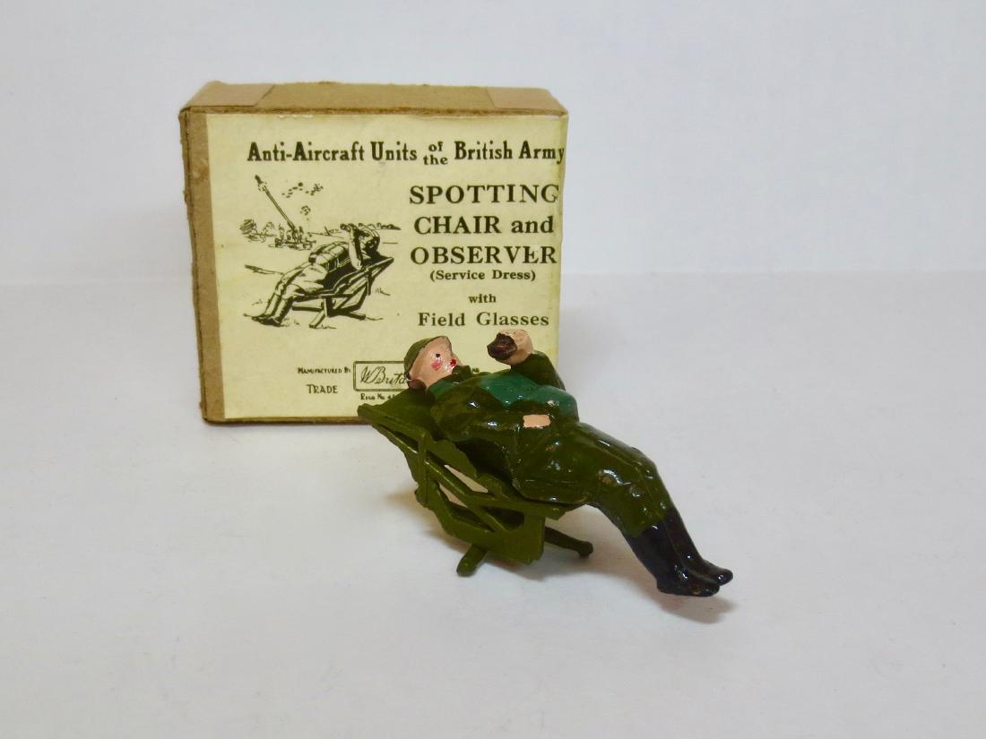 Britains Set #1731 Spotting Chair and Observer: 2 pieces. Post War. Excellent condition. Box very good (with one bottom corner split).