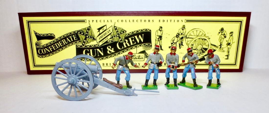Britains Set #8876 Confederate Gun & Crew: 6 pieces. Excellent condition. Box excellent.