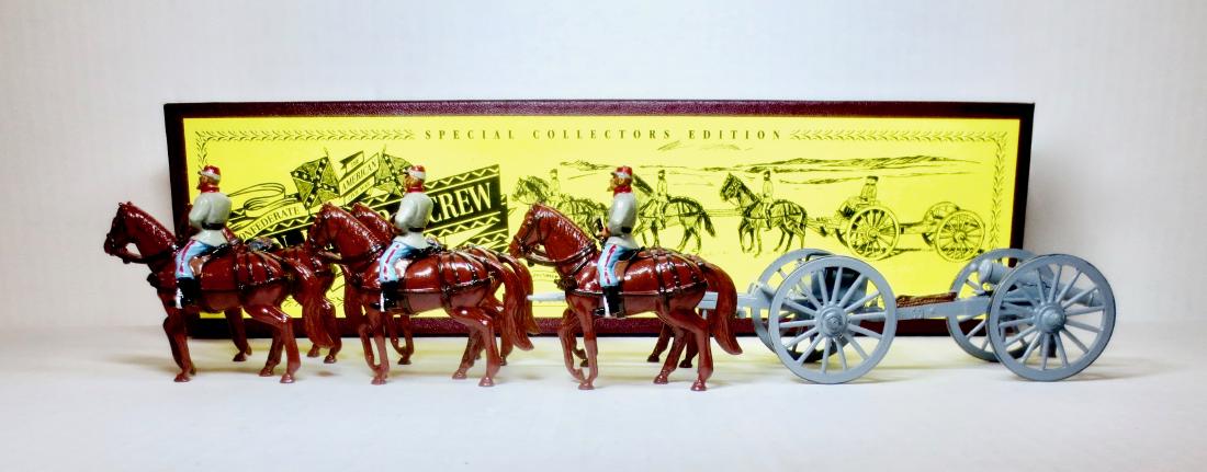 Britains Set #8874 Confederate Gun Limber & Crew: 10 pieces. Excellent condition. Box excellent.
