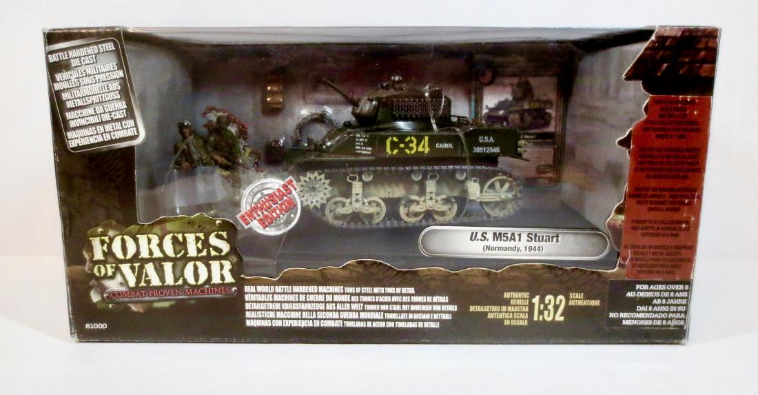 Forces Of Valor U.S. M5A1 Stuart Normandy 1944: 9 pieces. 1:32 scale. Mint in box. Box excellent.
