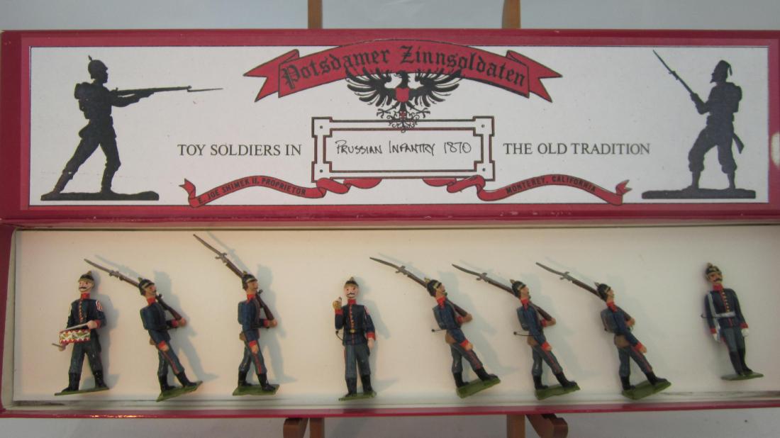 Potsdamer Zinnsoldaten Prussian Infantry 1870.: Prussian Infantry 1870, PZ replicas, 54mm. 8 pieces. Condition mint in excellent box.