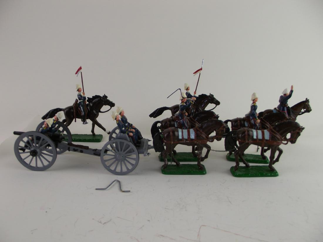 21st Lancers and Gun Carriage: Very good, some harness issues and repairs. Hand painted castings done in glossy finish, 54m solid cast.