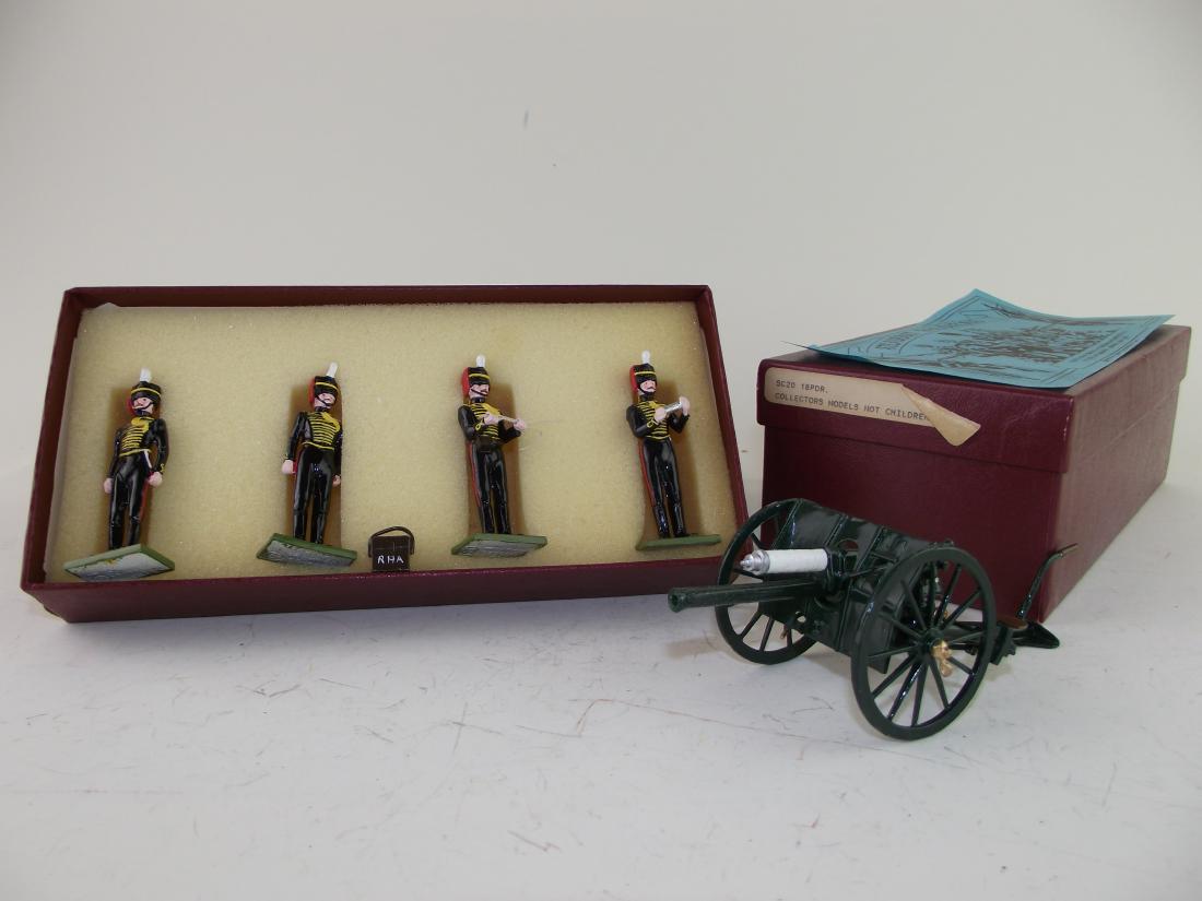 Steadfast 18 PDR Gun and Detachment: Mint with boxes, sets #SF 55 gun crew and #SC20 18 PDR