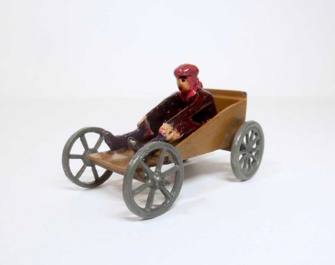 Maker Unknown RARE Boy Scout in Soap Box Racer: 2 pieces. Excellent condition. Unidentified British Maker, circa 1930. Unboxed.