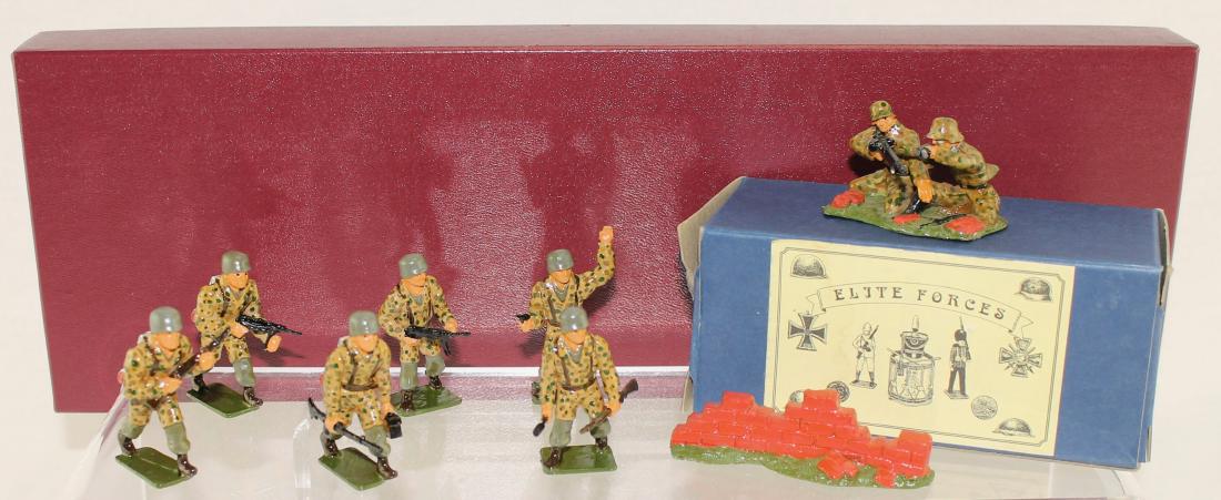 Gerry Ford Design WWII German Waffen-SS Panzer: Gerry Ford Design WWII German 10 Waffen-SS Panzer Division in Arnhem. 2 sets. Includes Officer, troops, machine gunner, observer and brick wall. 8 pieces. Condition very good to excellent. Boxes very 
