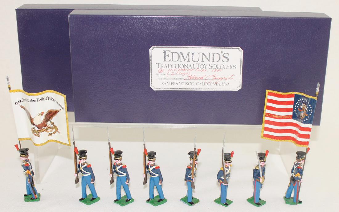 Edmund's United States Marine Corps 1848: Edmund's United States Marine Corps Color Party (1848). Expanded set includes special order flag bearer and extra trooper. 8 pieces. Condition excellent. Boxes very good.
