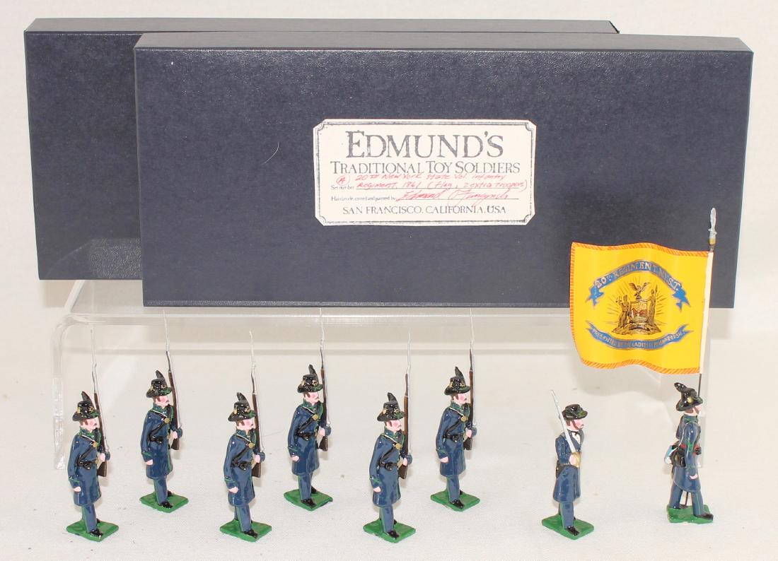 Edmund's 20th New York State Volunteer Infantry: Edmund's 20th New York State Volunteer Infantry Regiment Color Party (1861) "United Turner Rifles". Expanded set includes two extra troopers. 8 pieces. Condition excellent. Boxes very good.