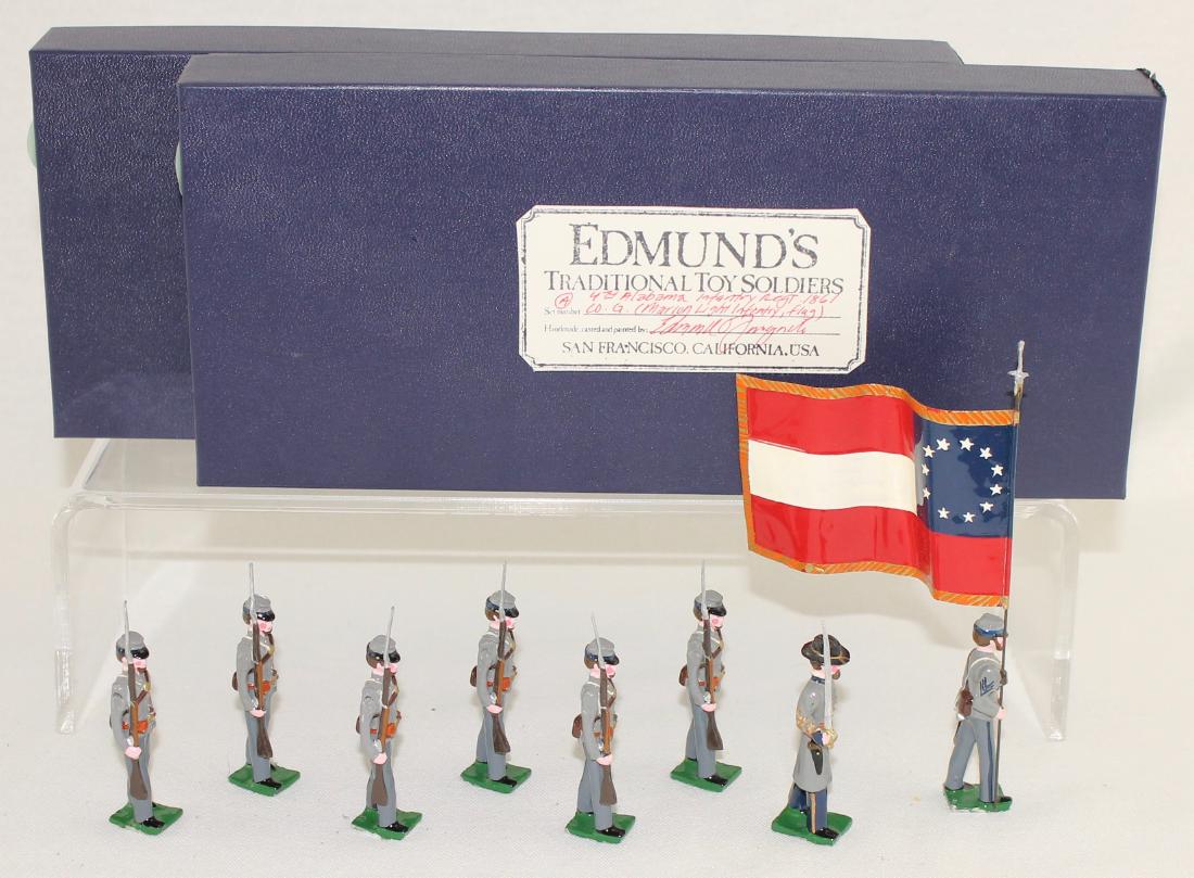 Edmund's 4th Alabama Volunteer Regiment: Edmund's 4th Alabama Volunteer Infantry Regiment Color Party (1861) "Marion Light Infantry". Expanded set includes two extra troopers. 8 pieces. Condition excellent. Boxes very good.