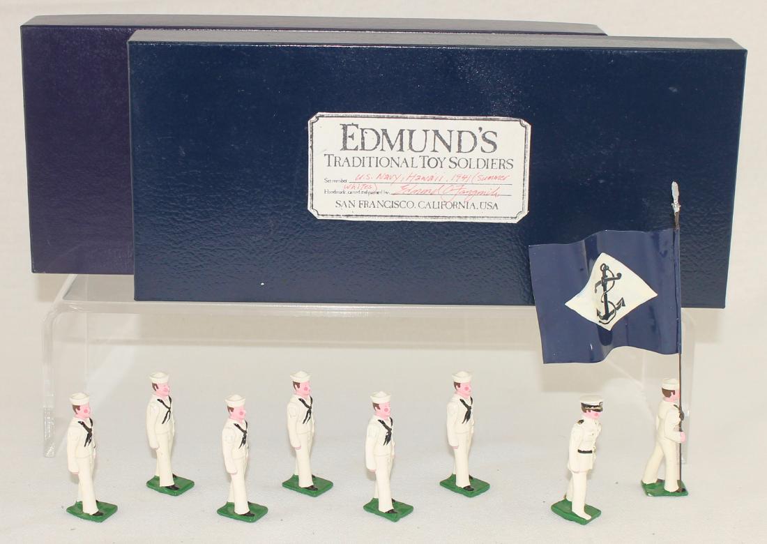 Edmund's US Naval Station Color Party: Edmund's United States Naval Station Color Party, Pearl Harbor (1941) . Expanded set includes special order flag bearer and extra trooper. 8 pieces. Condition excellent. Boxes very good.