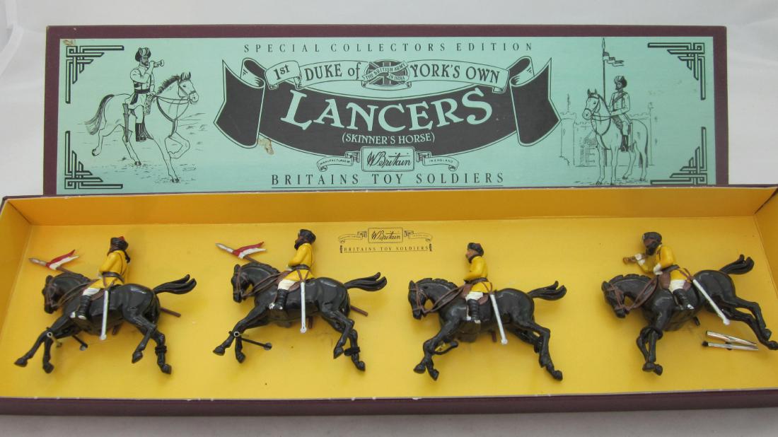 Britains Set #8834 Duke of York's Own Lancers: Indian Army Duke of York's Indian Army Cavalry. 4 pieces. Condition Mint in excellent plus box
