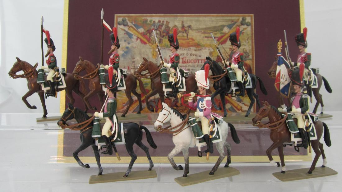 Lucotte French 16th Ligne Dragons Elite Co: French 16th Ligne Dragons Elite. 8 pieces circa 1997, this is a special Lucotte Collectors Club set with 2 add-on figures. Condition excellent in excellent box.