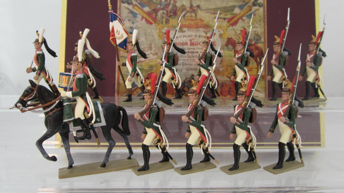 Lucotte French 27th Line Foot Dragons: French 27th Line Foot Dragons. 13 pieces circa 1998, another special Lucotte Collectors Club set. Condition excellent in excellent box.