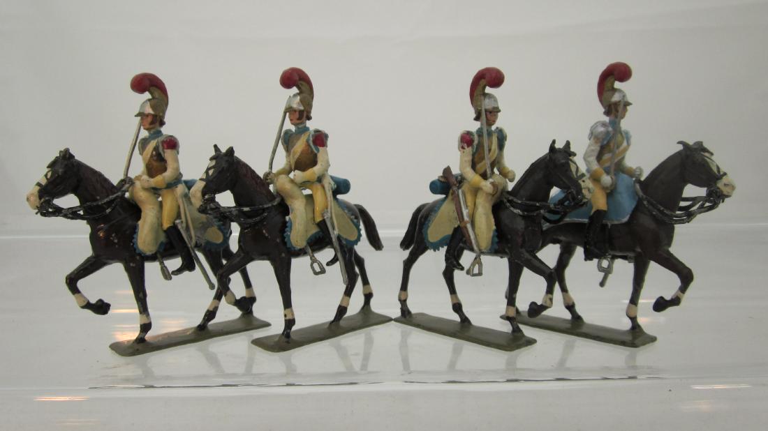 Lucotte Napoleonic French Carabiniers: French Carabiniers, blue facings. 4 pieces in gloss circa 1950. Condition excellent.