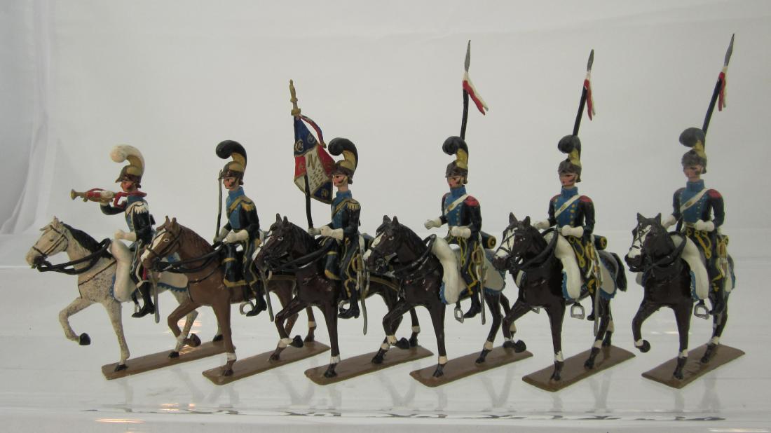 Lucotte French 5th Regt Light Horse Lancers: French 5th Regiment Light Horse Lancers. 6 pieces circa 1960s in gloss. Condition excellent, green coats with blue facings.