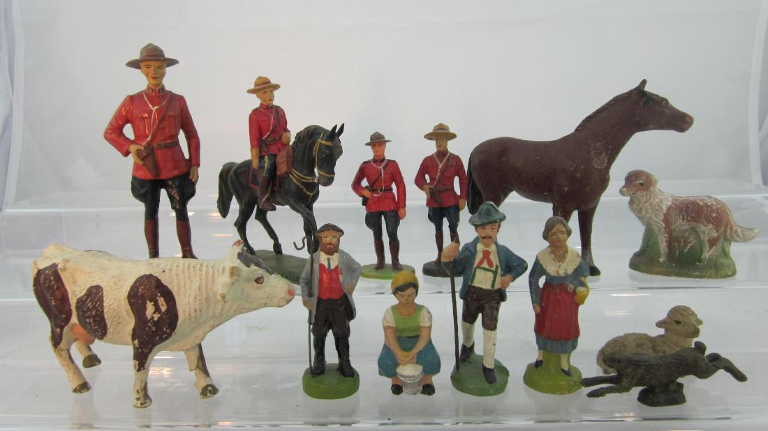 Assorted Composition R.C.M.P. & Farm Figures (1 of 1)