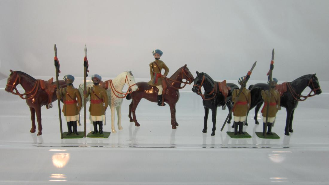 Bill Hocker's Indian Army Bengal Cavalry: Bengal Cavalry with Officer. 9 pieces. Condition excellent plus. Beautifully done soldier line.