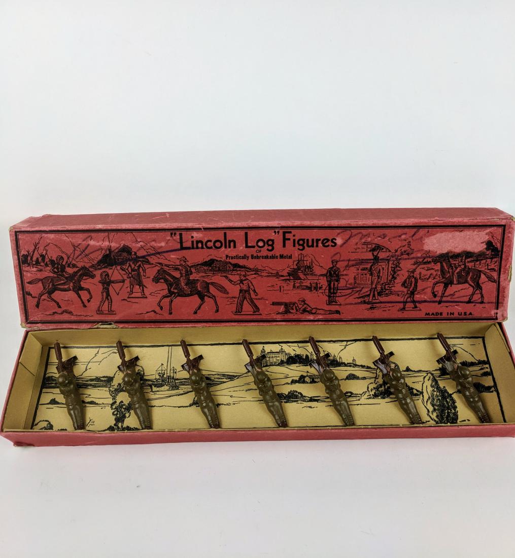 Lincoln Log NM-62 Machine Gunners: 7 Pieces Condition Very Good Box Good