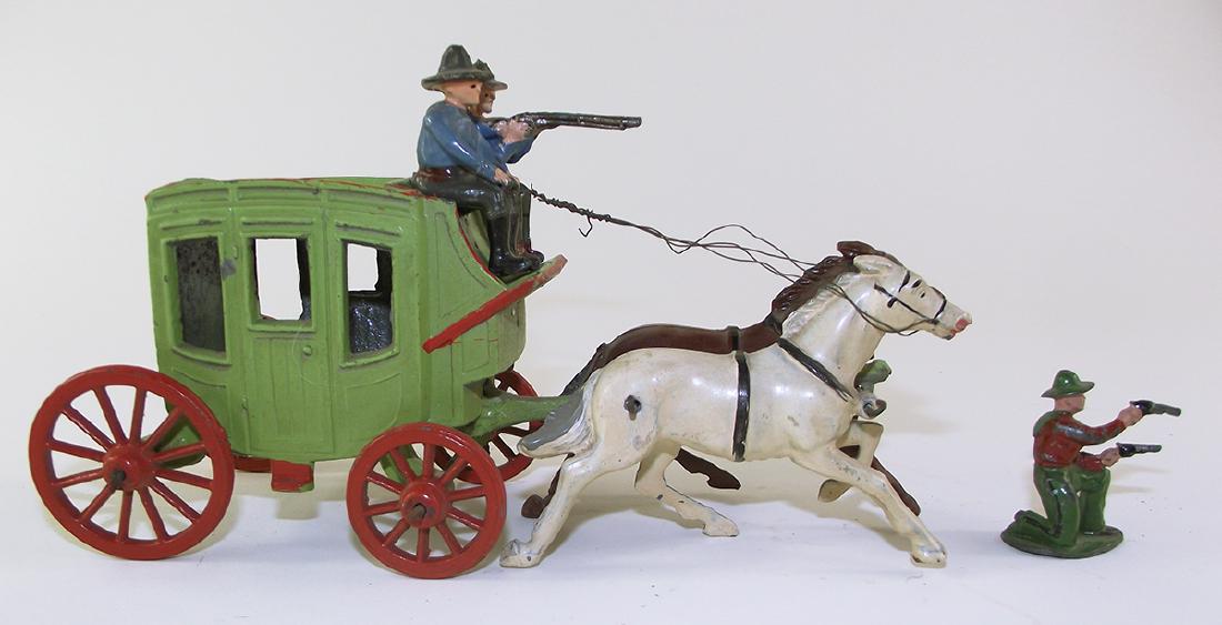 Johillco Stage Coach from Set #155: 4 pieces, very good condition. Post War version