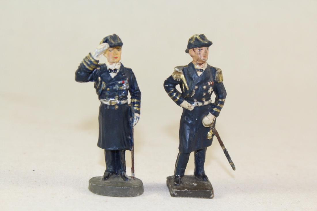 Lineol /Elastolin Admiral Reader: Saluting And At Review Excellent Condition 2 Pieces