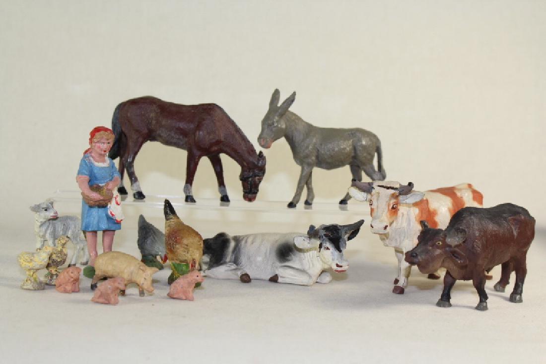 Elastolin Farm Girl With Barnyard Animals (1 of 1)