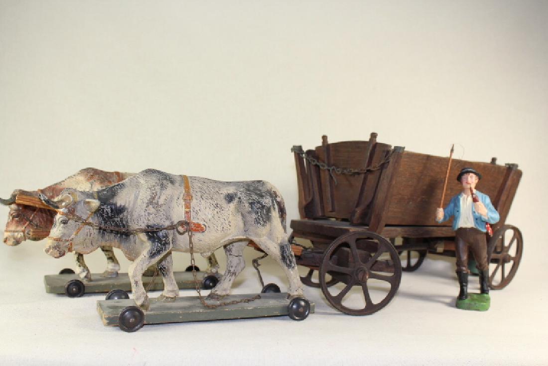 OHM Elastolin Oxen Wagon With Drover (1 of 1)