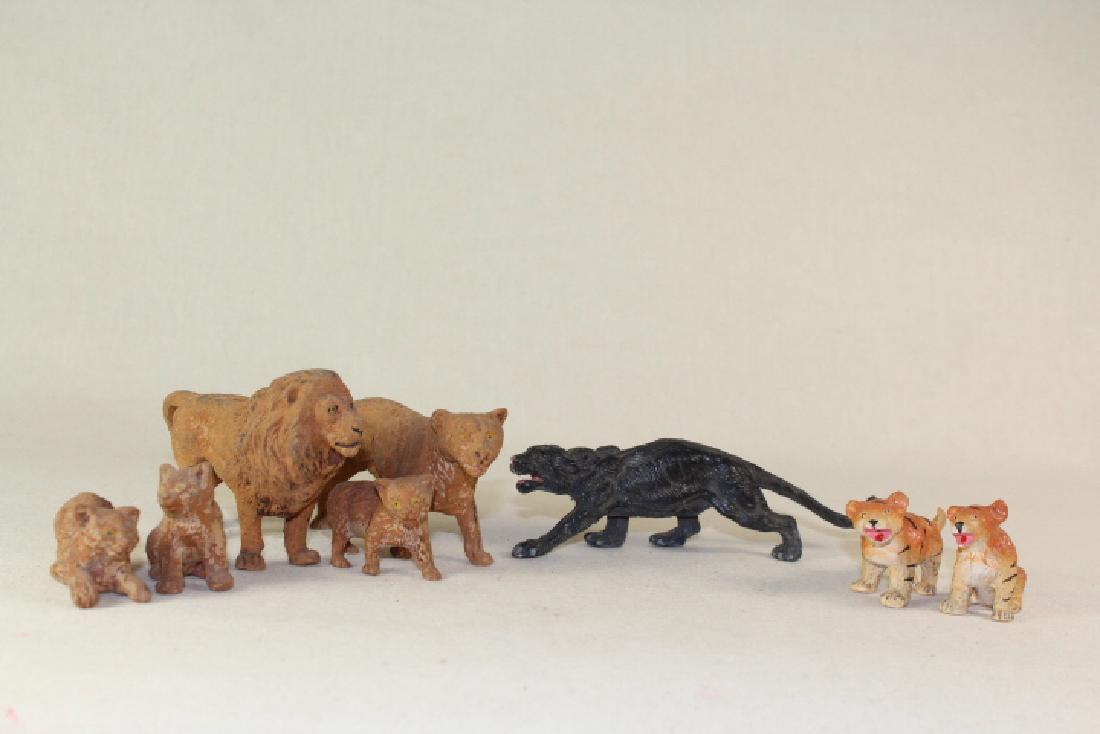 Elastolin Jungle Cat Assortment: Lions, Panthers, Tigers Very Good Condition 8 Pieces