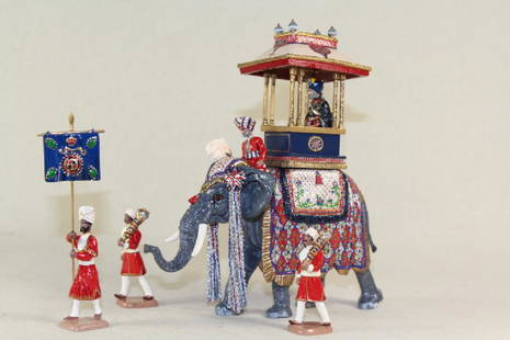 Royal Express Delhi Durbar State Elephant: With Guardsmen Near Mint Condition No Box 6 Pieces