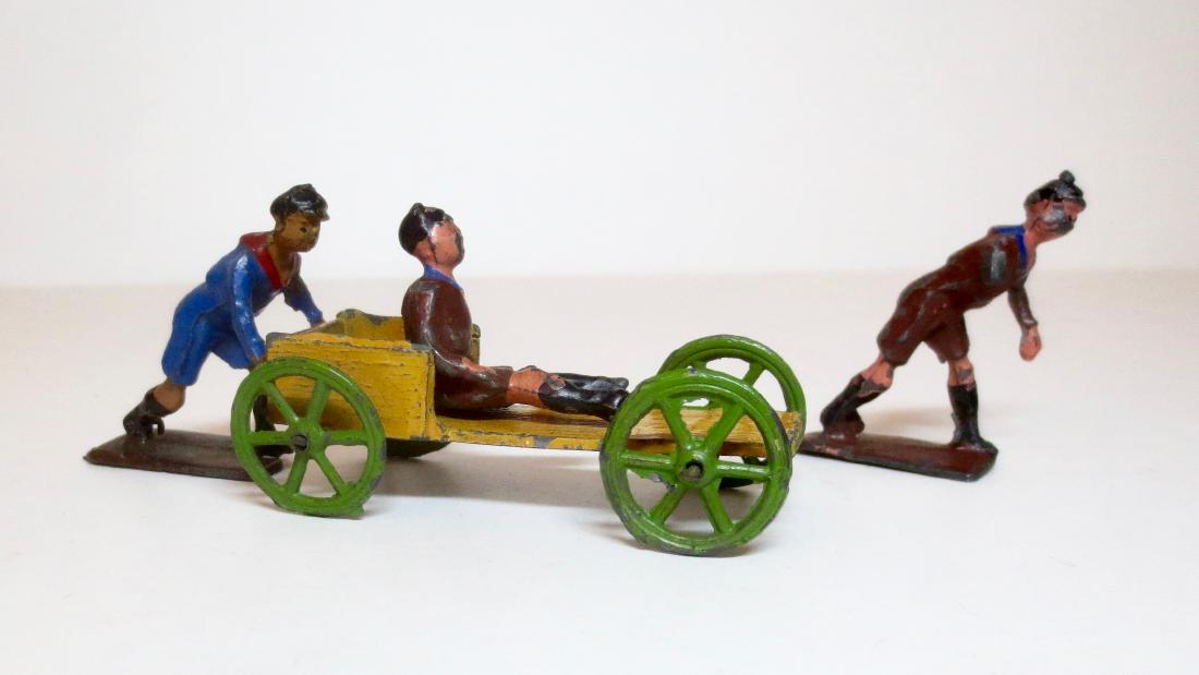 Charbens RARE Soap Box Racer Set: 4 pieces. Very good condition (one Boy Scout missing arm). Pre war. Unboxed.