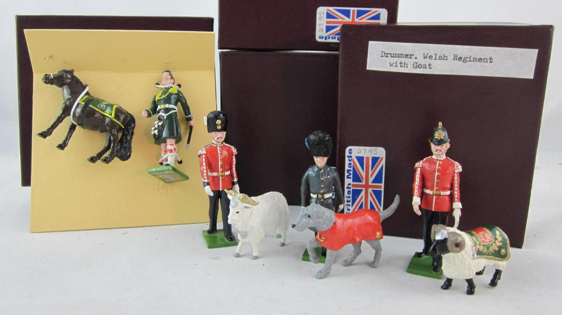 S & S Miniatures 4 Regimental Men & Mascots.: 4 sets of Regimental Mascots & Handlers. 8 pieces. Condition mint in 4 excellent boxes.