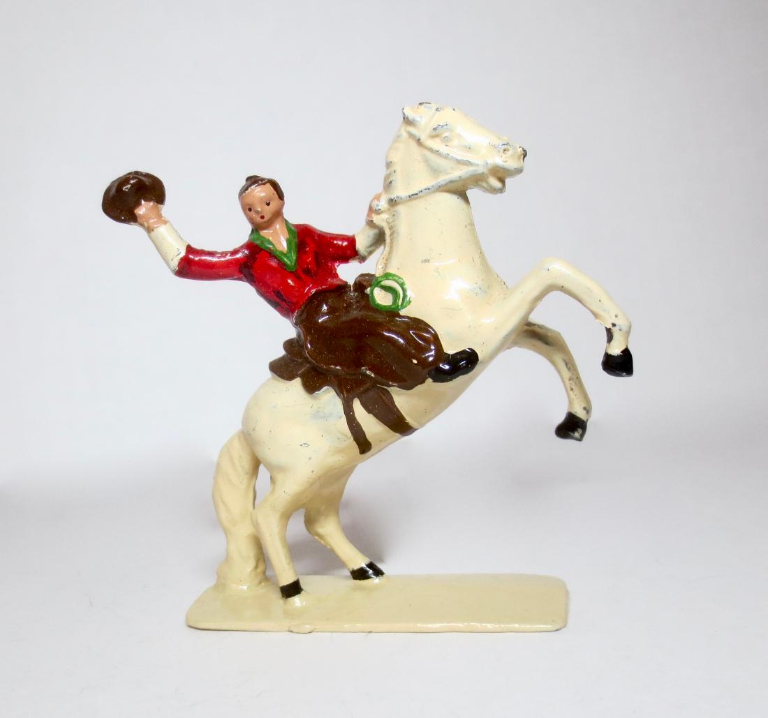 Lincoln Logs VERY RARE Cowboy on Rearing Horse: Lincoln Logs, VERY RARE Cowboy on Rearing Horse. 54mm scale. Hardest of all the Western series to find. Lincoln Logs were the creation of John Lloyd Wright (son of the famous architect Frank Lloyd Wri