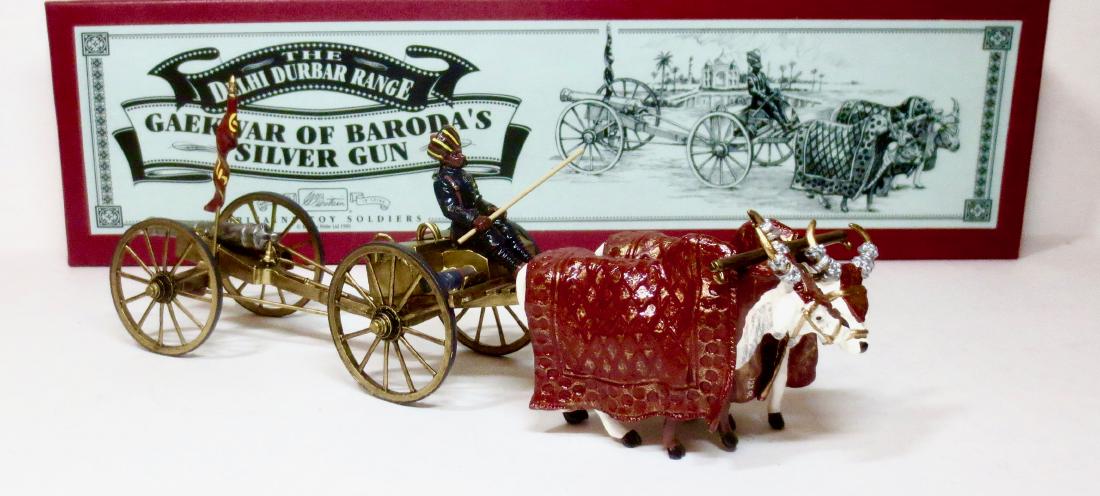 Britains #00141 Gaekwar of Baroda's Silver Gun: Britains Gaekwar of Baroda's Silver Gun, from the Delhi Durbar Range. 5 pieces. Excellent condition. Box excellent.