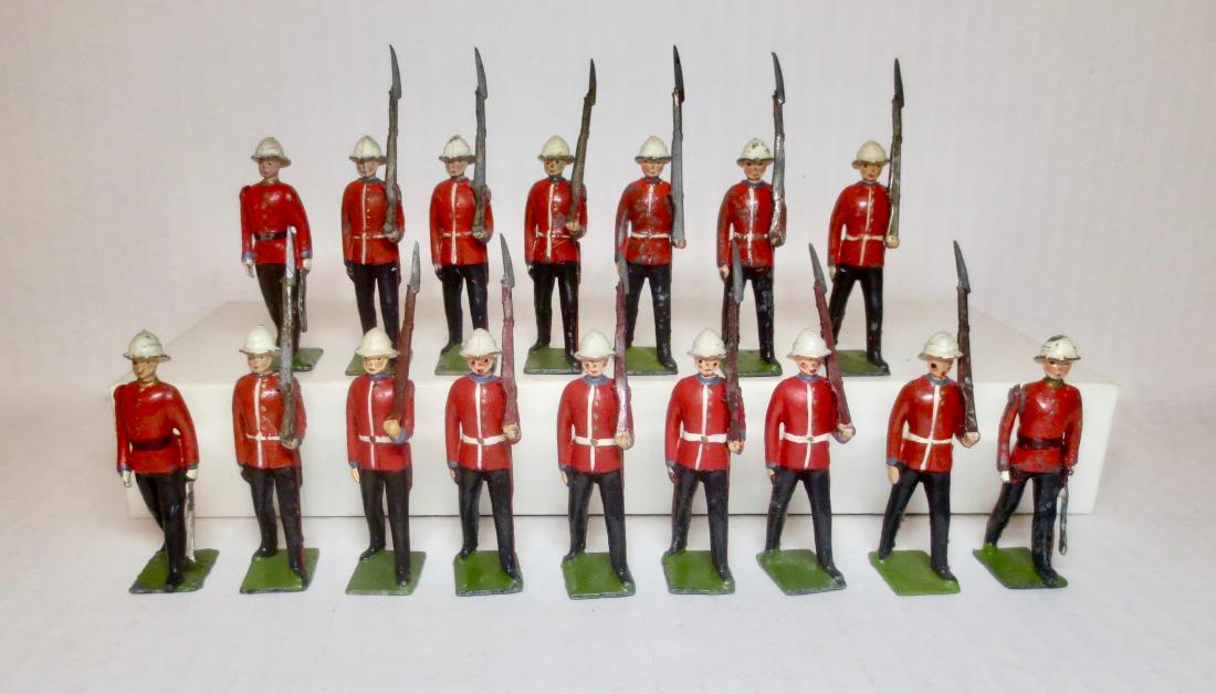 Britains From #1633 Princess Pat's C.L.I.: Post War. 16 pieces (including 3 Officers). Excellent to good condition (some paint loss). Unboxed.