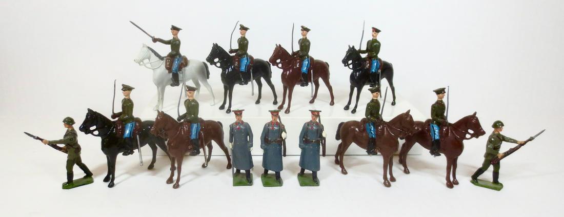Britains Russian Cavalry and Infantry Assortment: Large Russian Army assortment. Post war. 13 pieces. Excellent condition. Unboxed.