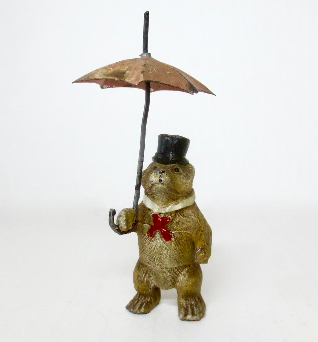 Heyde RARE Bear with Umbrella: Heyde Rare Nick Knack Bear with Umbrella. Measures 100 mm to the top of Umbrella. 1 piece. Excellent condition.