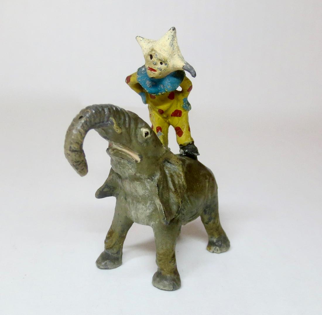 Heyde Unusual Circus Clown on Elephant: Circus Clown on Elephant. Measures 3" tall. Excellent condition.