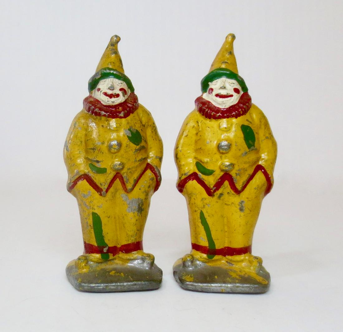 American Metal Dimestore Circus Clowns: Dimestore Circus Clown Duo. 2 pieces. Good condition.