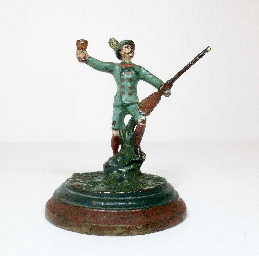 Heyde RARE Huntsman with Rifle & Cup: Unusual Huntsman figure with rifle and cup. Measures 3-1/2" tall including base. Excellent condition.