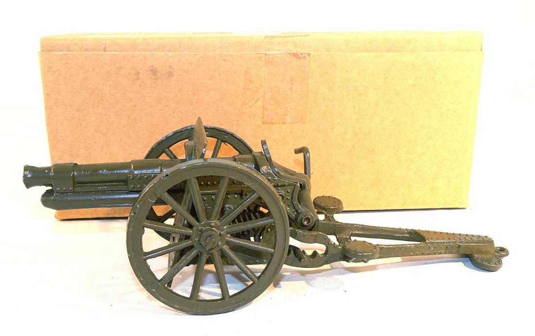 Warren #169 Field Gun: 7" from muzzle tip to trail end, Very Good box, cannon Excellent condition