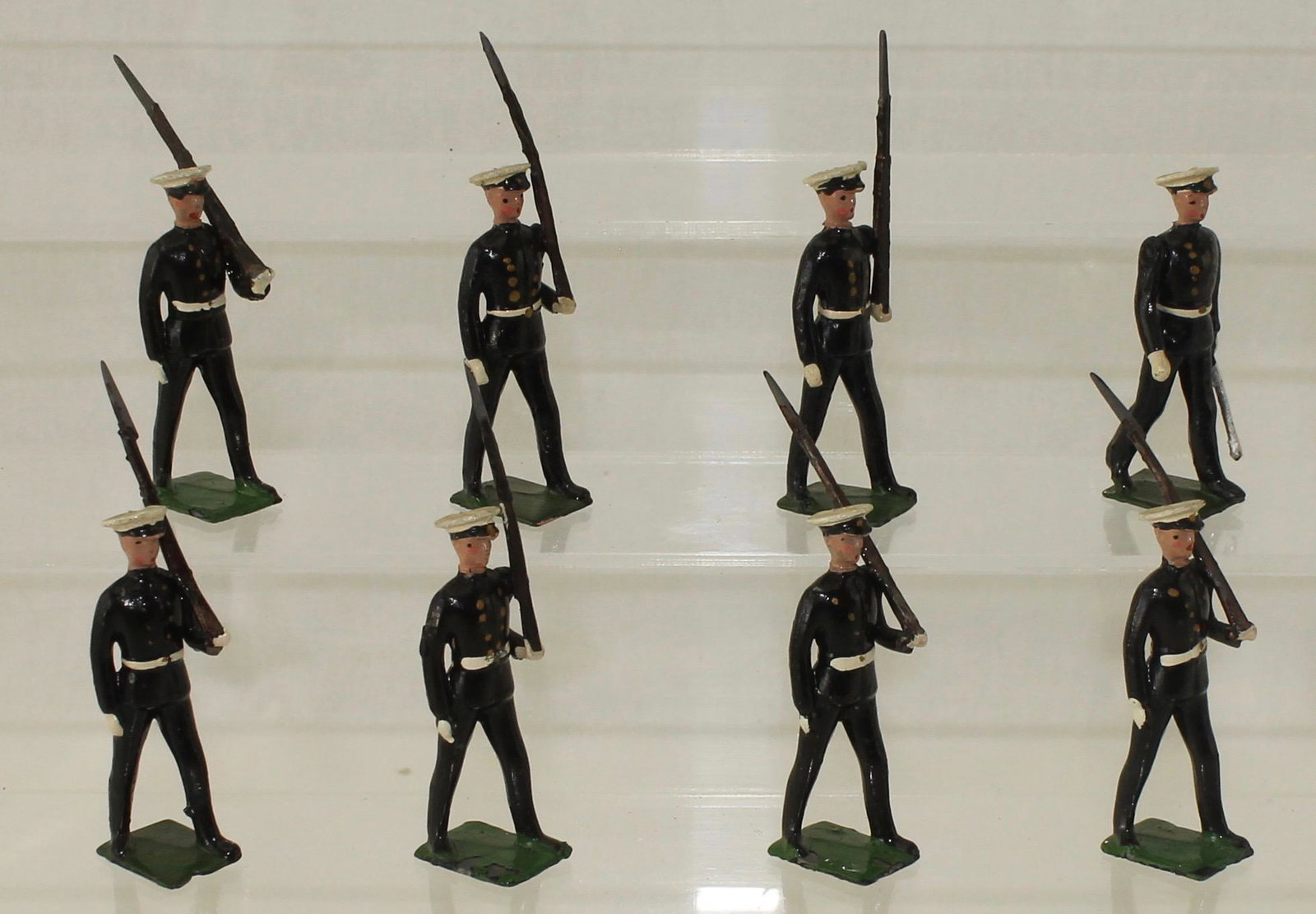 Britains Set #1835 Argentine Naval Cadets: Argentine Naval Cadets. Made only 1948-1949. Rare Set. 8 Pieces. Condition Very Good to Excellent with 2 Loose Rifles. No Box.