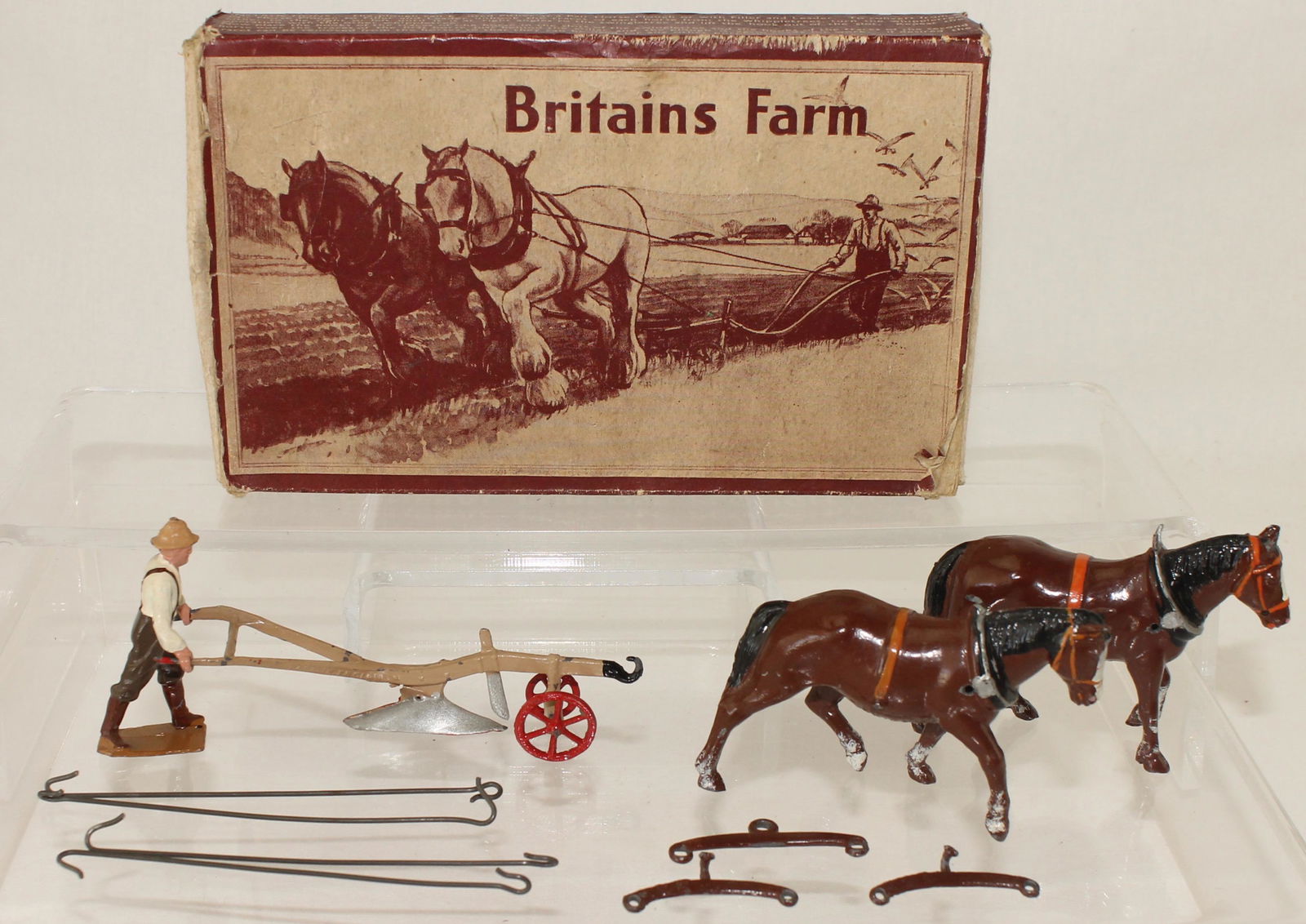 Britains Set #6-F Farm Plough with Horses (1 of 2)