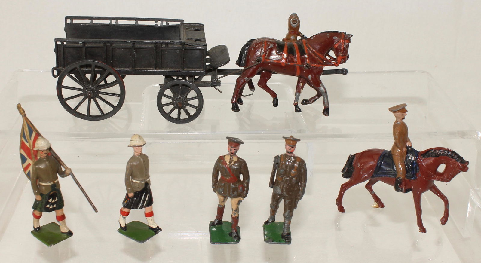 Britains Lot of Pre-War Khaki Figures Supply Wagon (1 of 1)
