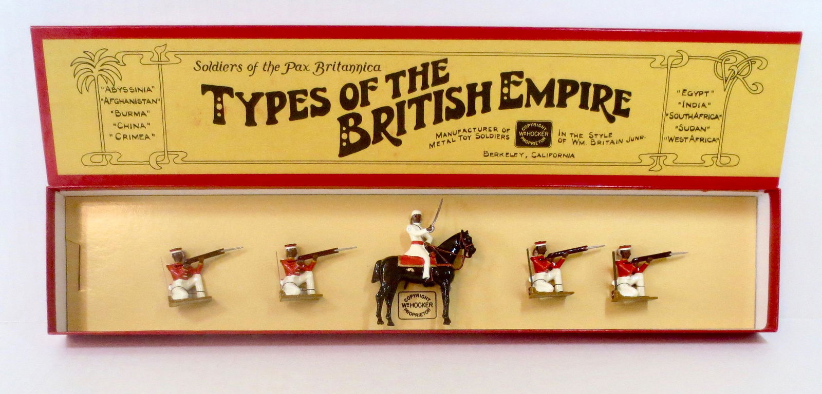 Hocker #58 Sepoys to Shoot: Sepoys ready to fire, with Mounted Officer. 5 pieces. Mint in box. Box excellent.