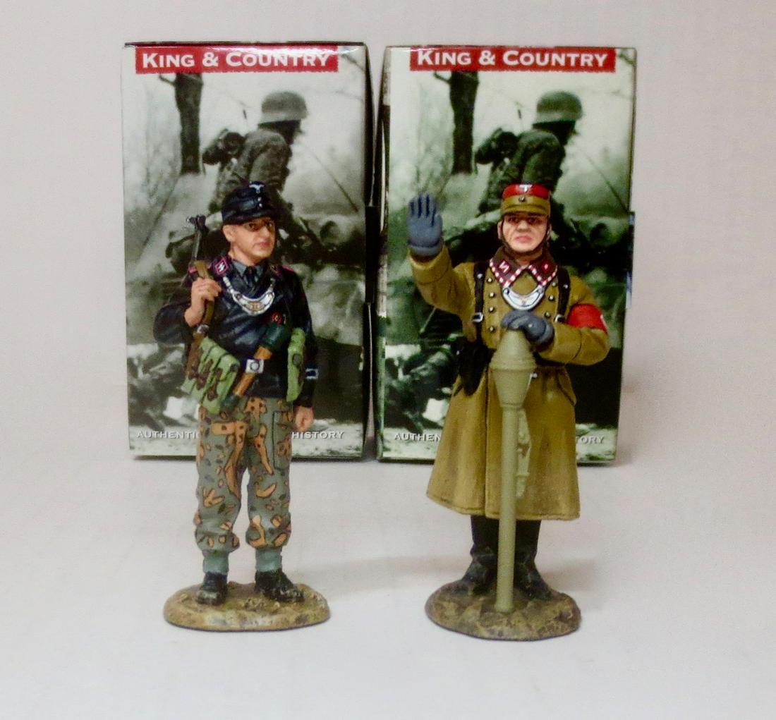 King & Country #WS159 & WS184: Panzer Feldgendarme, and Volksturm "Heil Hitler". Both retired figures. Near mint in boxes. Boxes excellent.