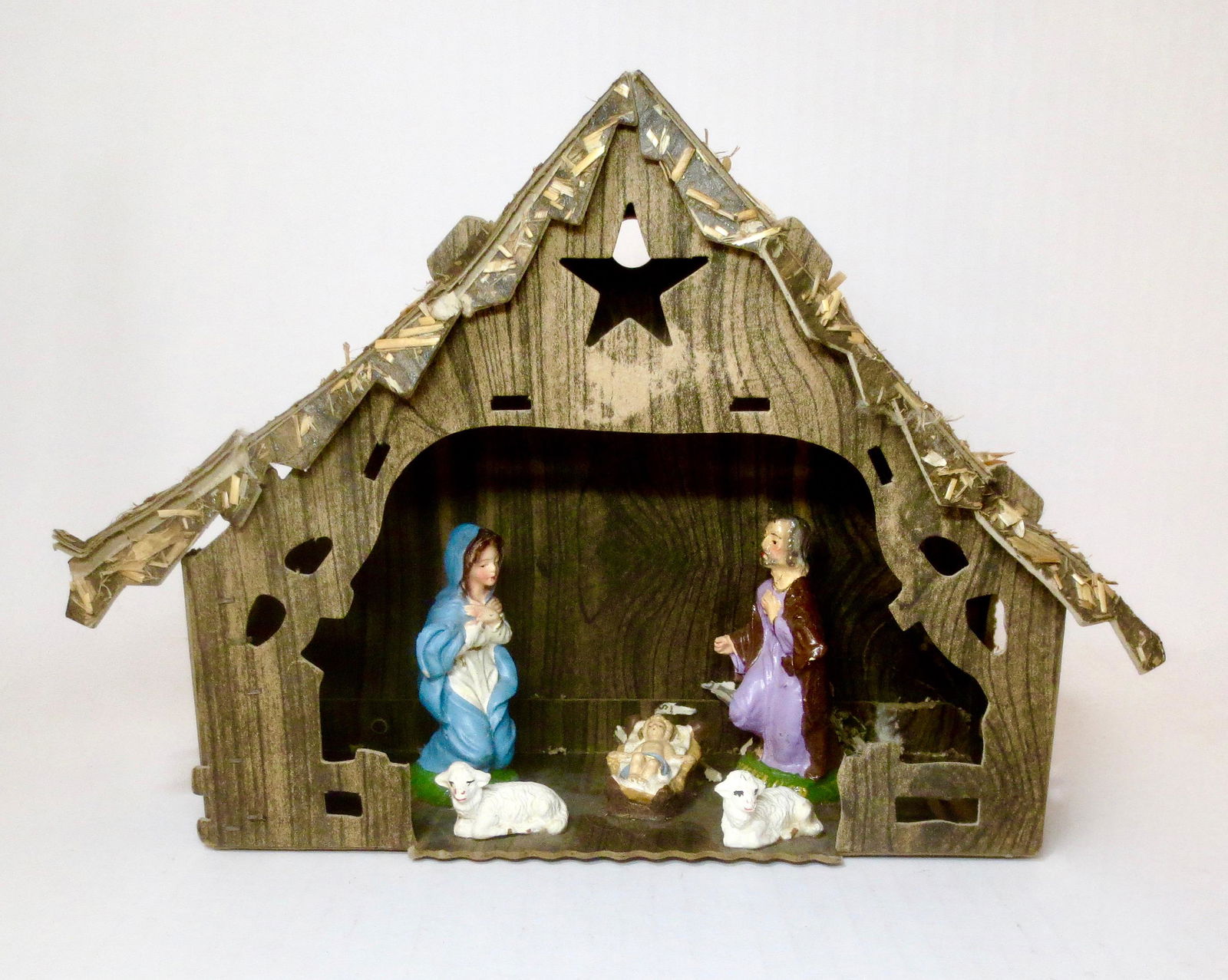 RARE Composition Nativity Set with Manger (1 of 1)