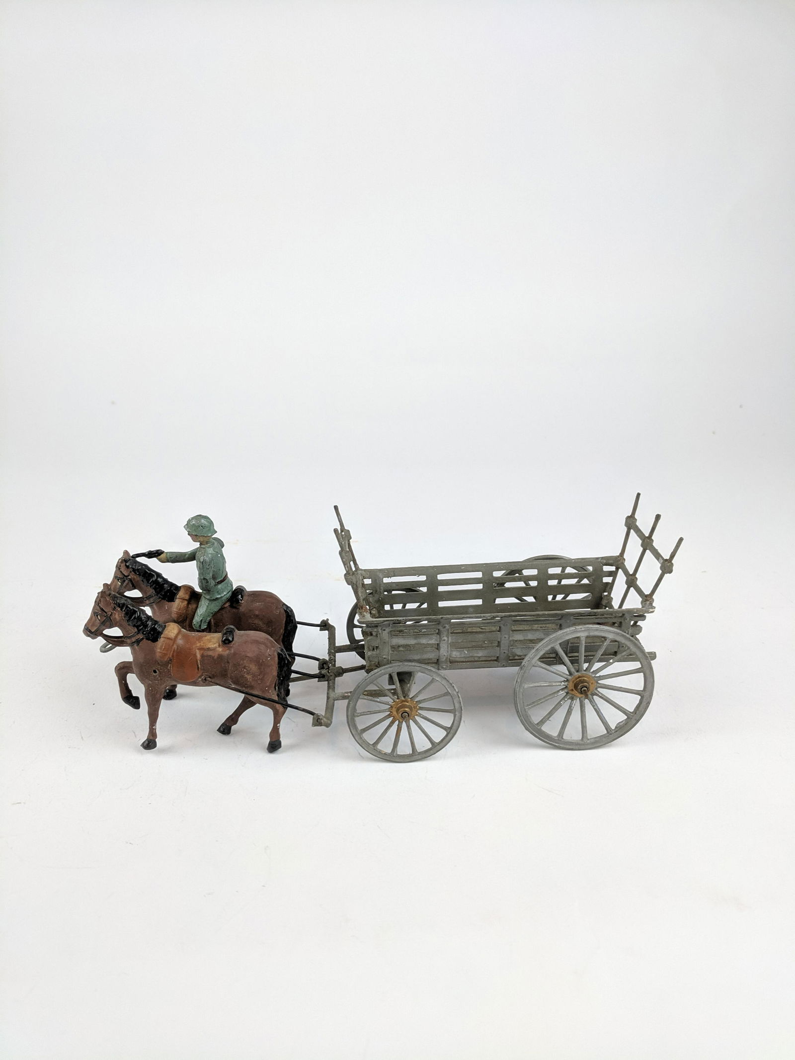 French Hollow Cast Hay Wagon W/Pistol Officer (1 of 1)