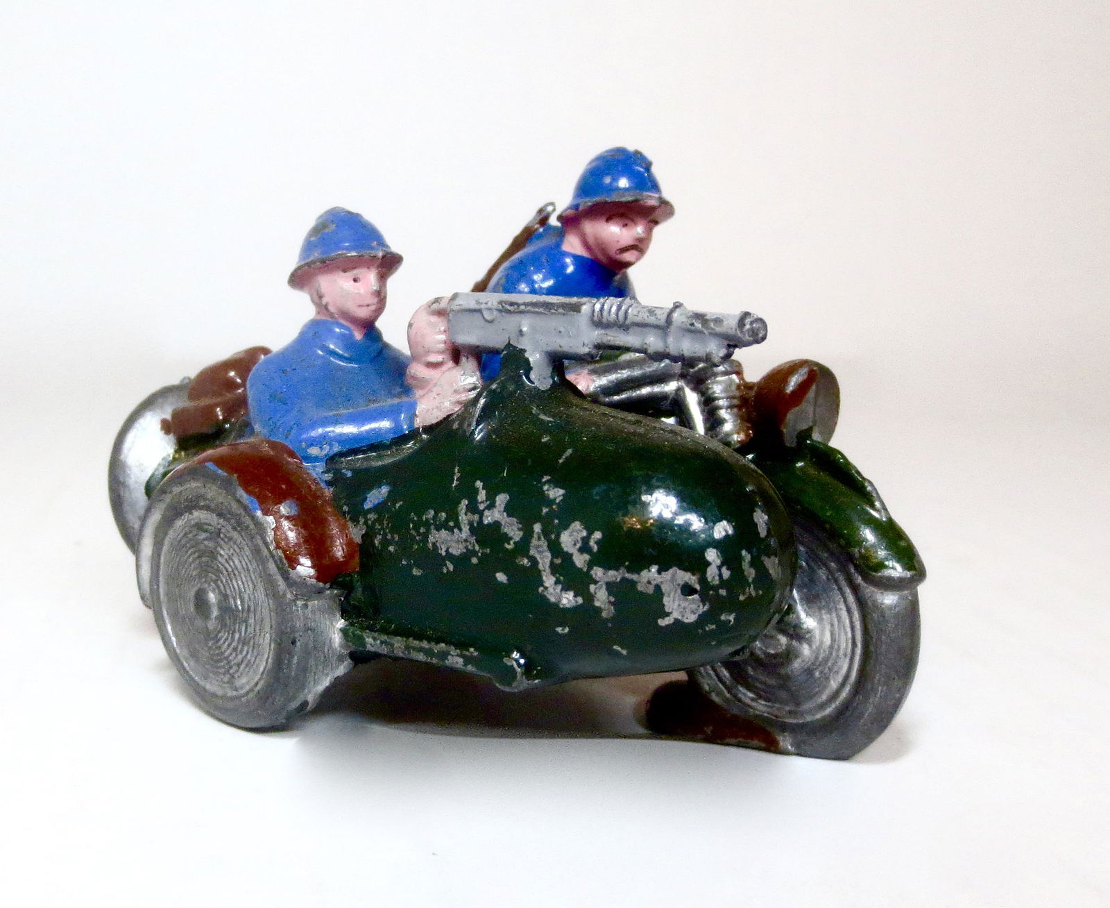 French Hollow Cast WWI Motorcycle W/Sidecar (1 of 1)