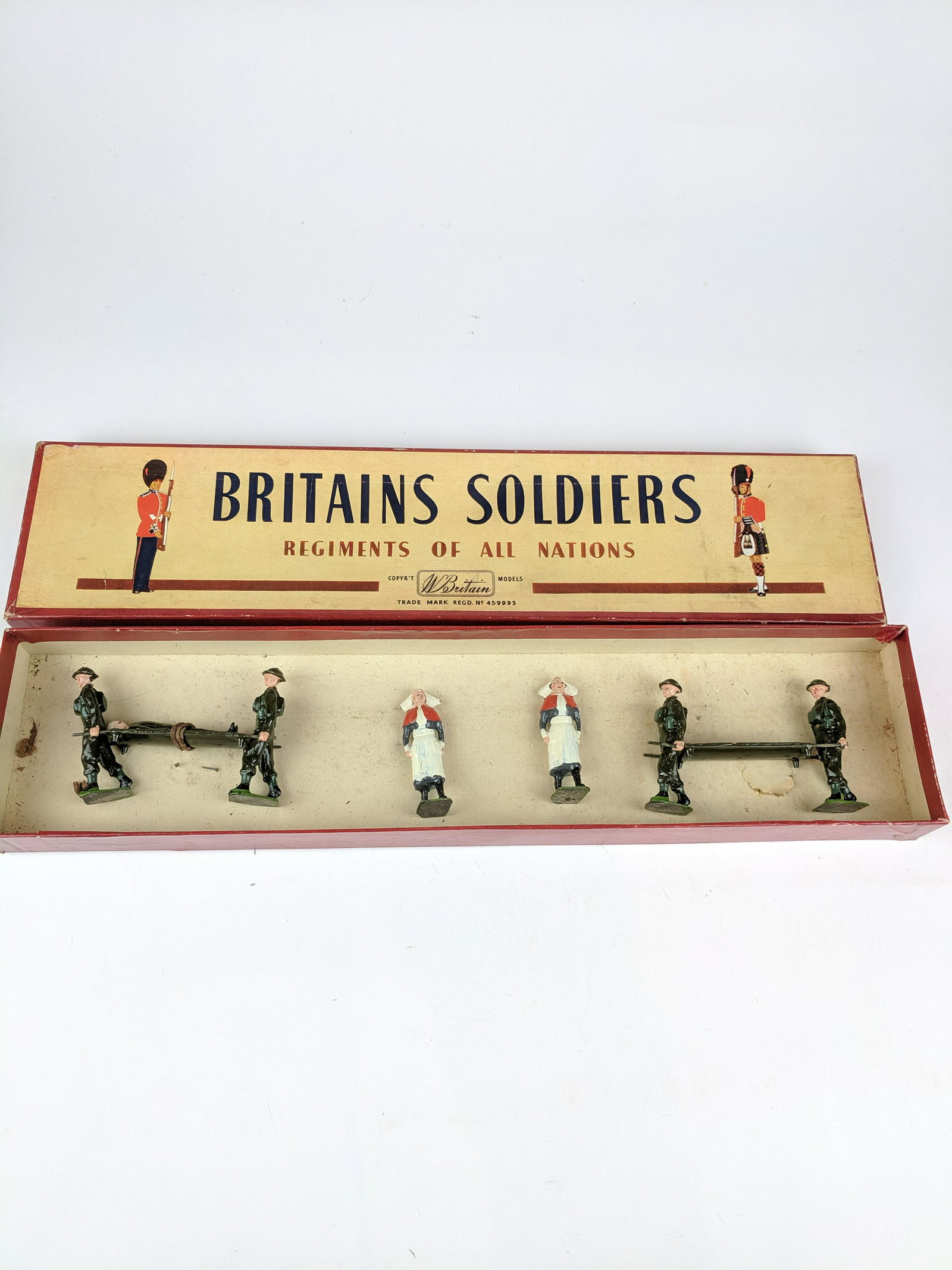 Britains #1723 Royal Medical Unit: 9 Pieces Post War Condition Very Good Box Good No Tie Card